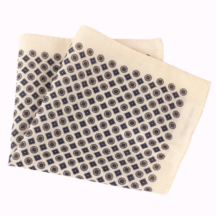 Wool Factory High Quality Handkerchief Italian Classic Print Fabric Pocket Square For Party Custom Flower Hanky For Men