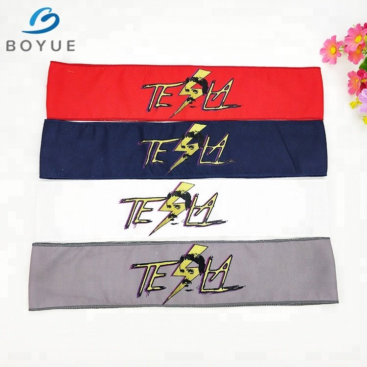 New fashion sport fitness basketball tie back knot polyester custom logo print headbands for men