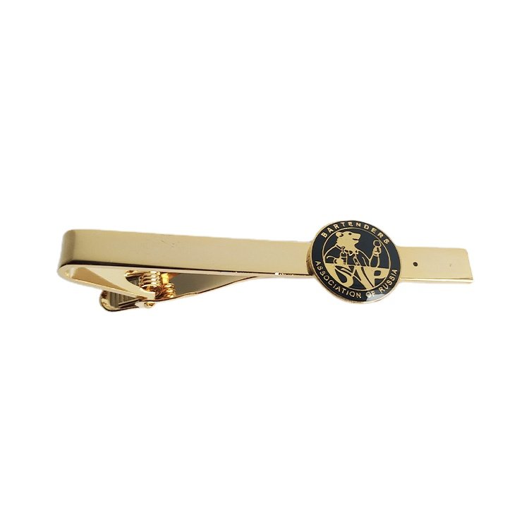 Wholesale High Quality Customizable Gold Embossed Logo Tie Bar Men Shirt Tie Clips