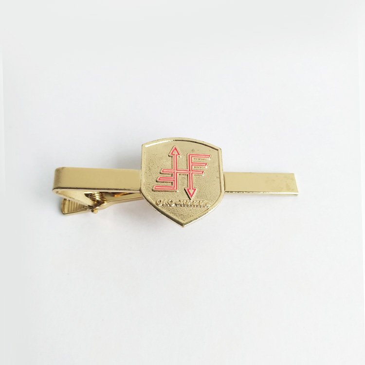 Wholesale High Quality Customizable Gold Embossed Logo Tie Bar Men Shirt Tie Clips