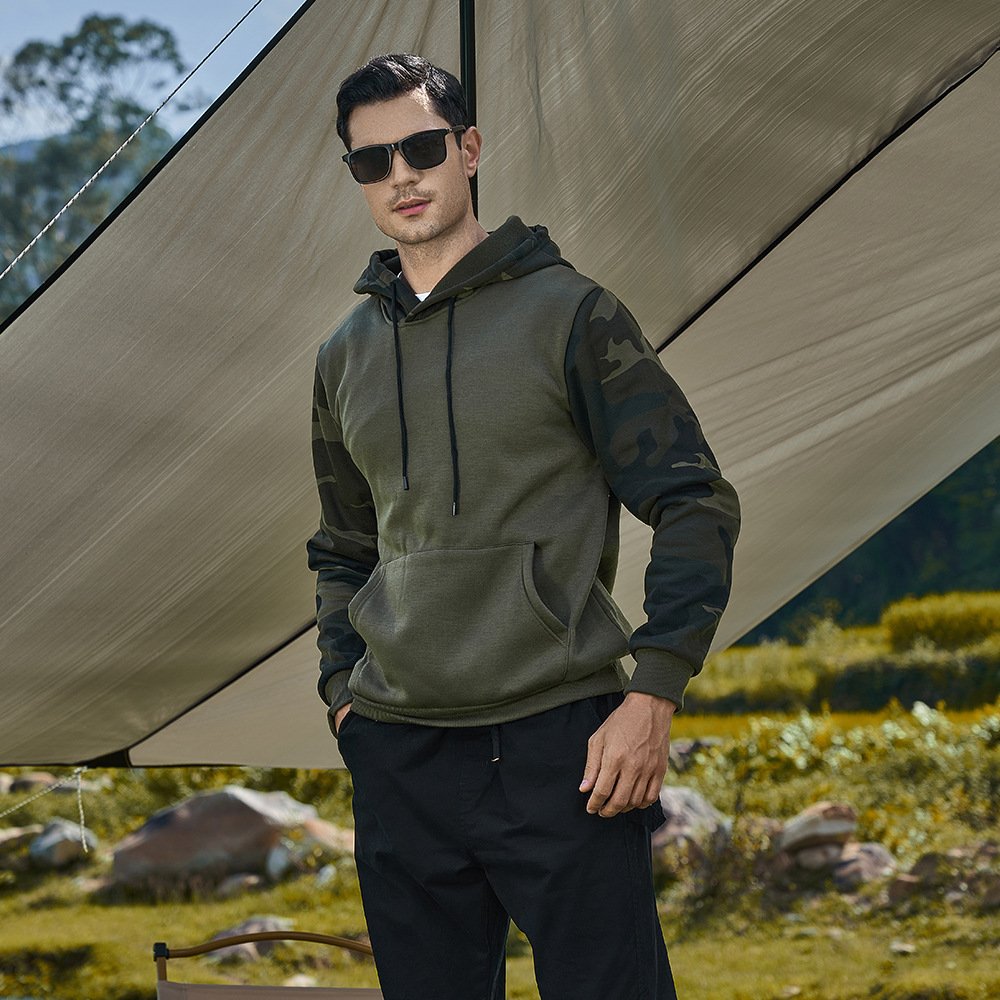 2024 new color block design camo hoodie Fashion outdoor hoodie Wholesale polyester hoodie