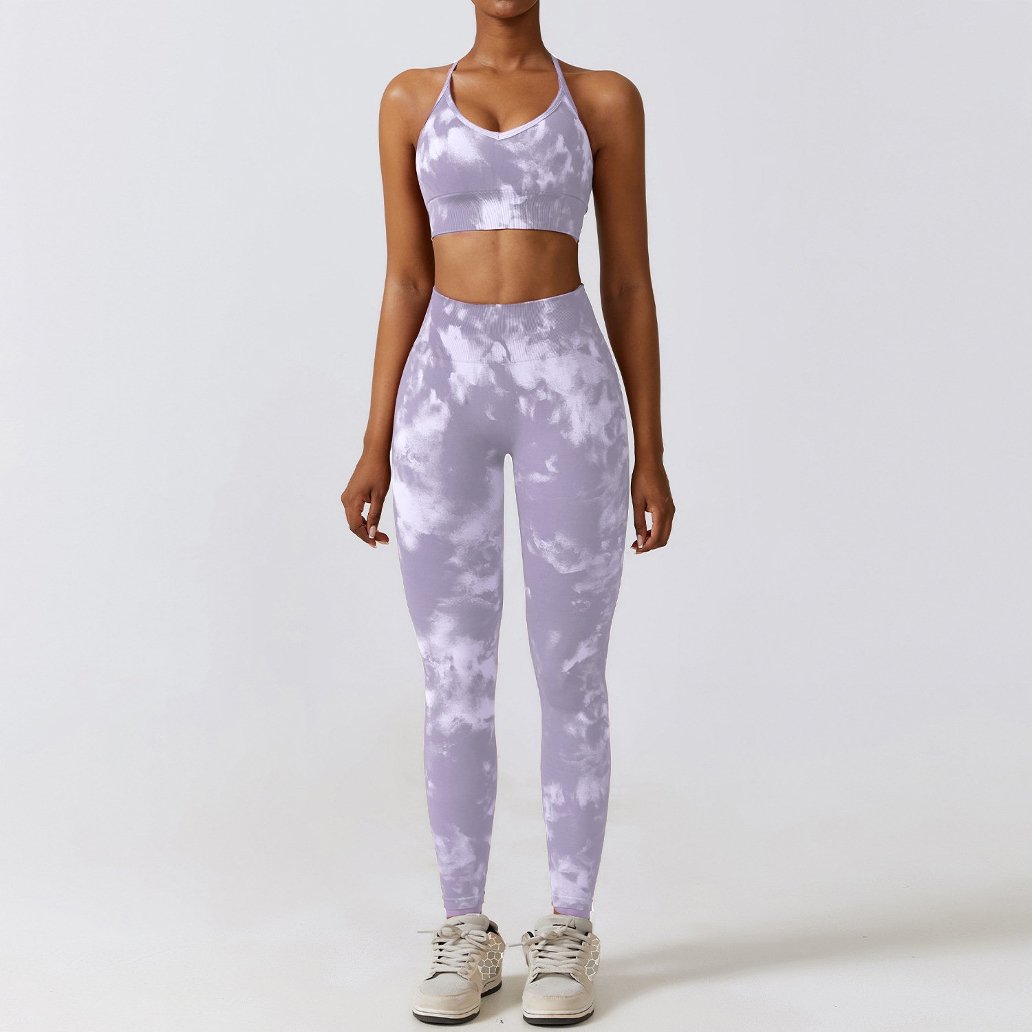 Seamless Activewear Set Tie Dye Yoga Set Women Running Sport Bra High Waist Leggings Fitness Workout Pant Gym Shorts Active Wear