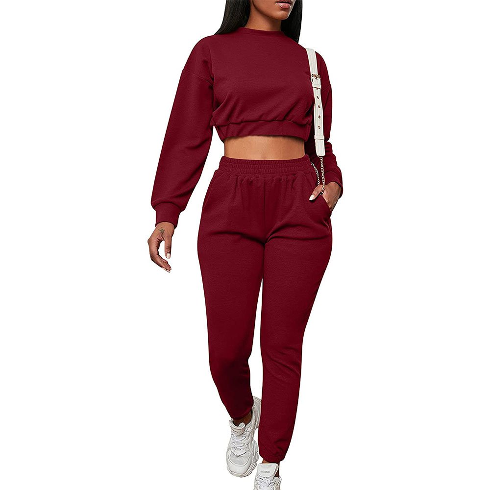 Custom Two-Piece Green Sweatpants Set Women Women's Elastic Logo Flat Sweatshirt Sweatsuits Jogger Crop Top Wholesale 1 Buyer