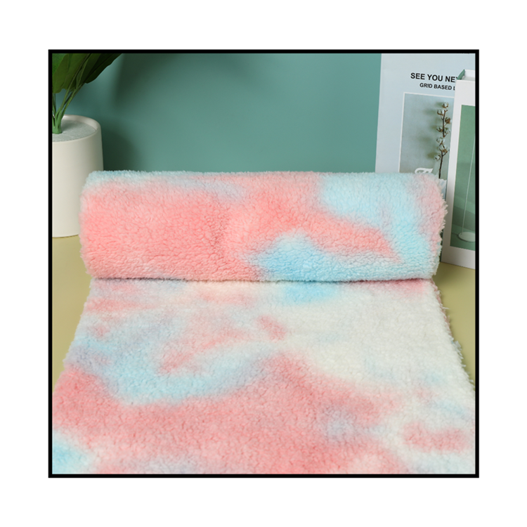 Colorful tie dye pattern soft sherpa fleece fabric for blanket
