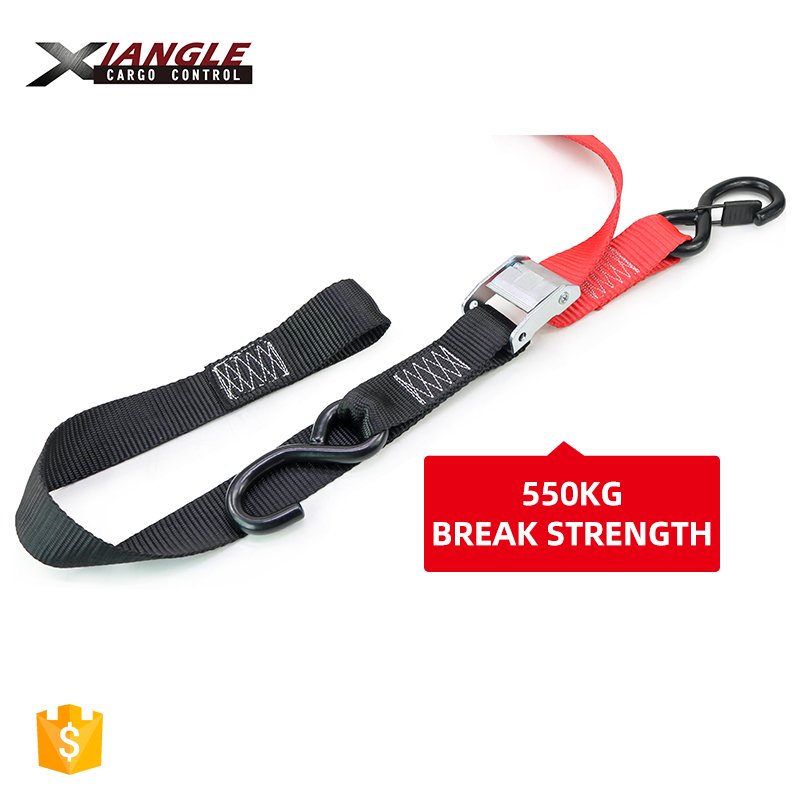 38mm 550kg Tie Down Strap Motorcycle Cam Strap Tie Down Belt for ATV Motorcycle with Soft Tie Close Latch S Hook