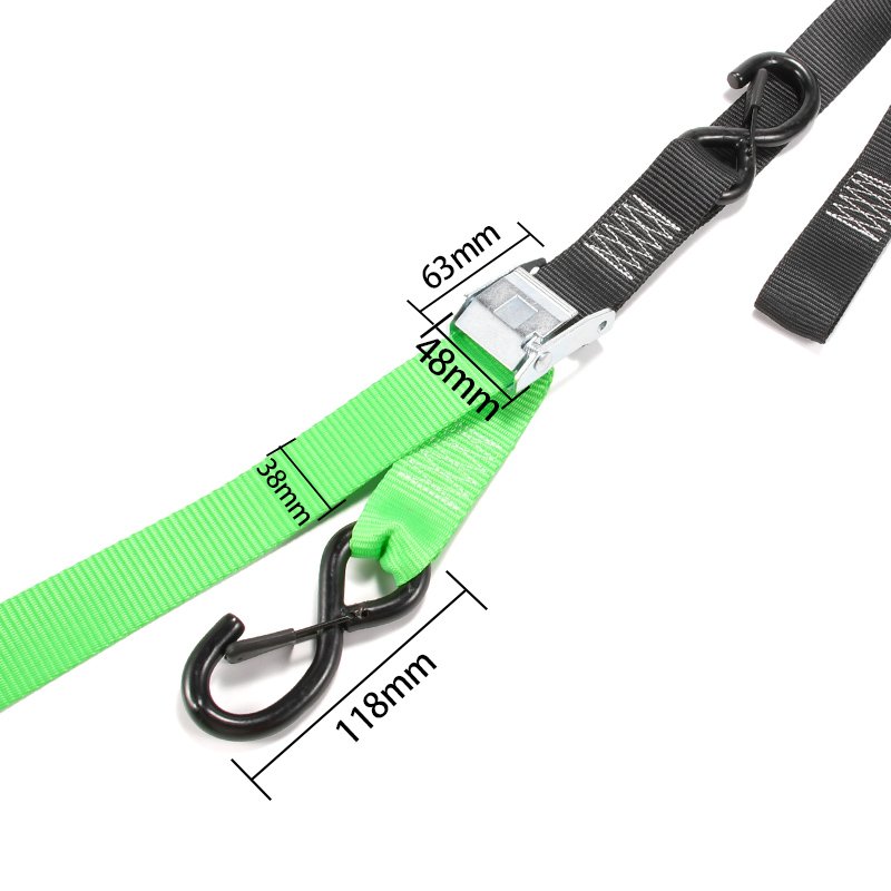 38mm 550kg Tie Down Strap Motorcycle Cam Strap Tie Down Belt for ATV Motorcycle with Soft Tie Close Latch S Hook