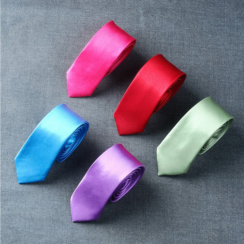 Custom Tie For Men 5cm Slim Tie Solid Color Necktie Polyester Narrow Royal Blue Gold Party Formal Fashion Ties Hot Selling