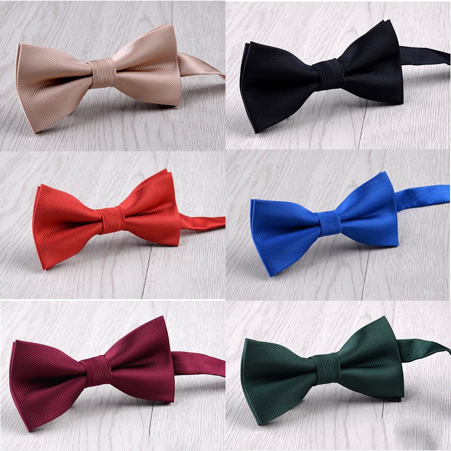 6cm Solid Color Polyester Bowtie Red Blue Pink for Men Fashion Paisley Bow Tie