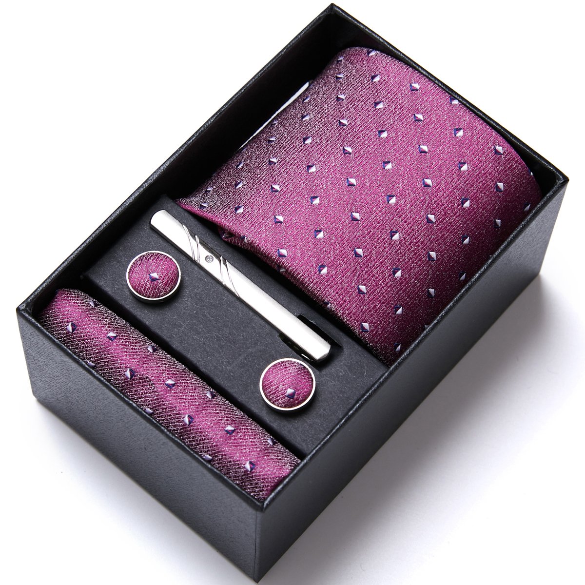 Top Grade Fashion 7.5 cm Tie Handkerchief Cufflink Set Necktie Box Red Floral Suit Accessories Fit Wedding Holiday Gift
