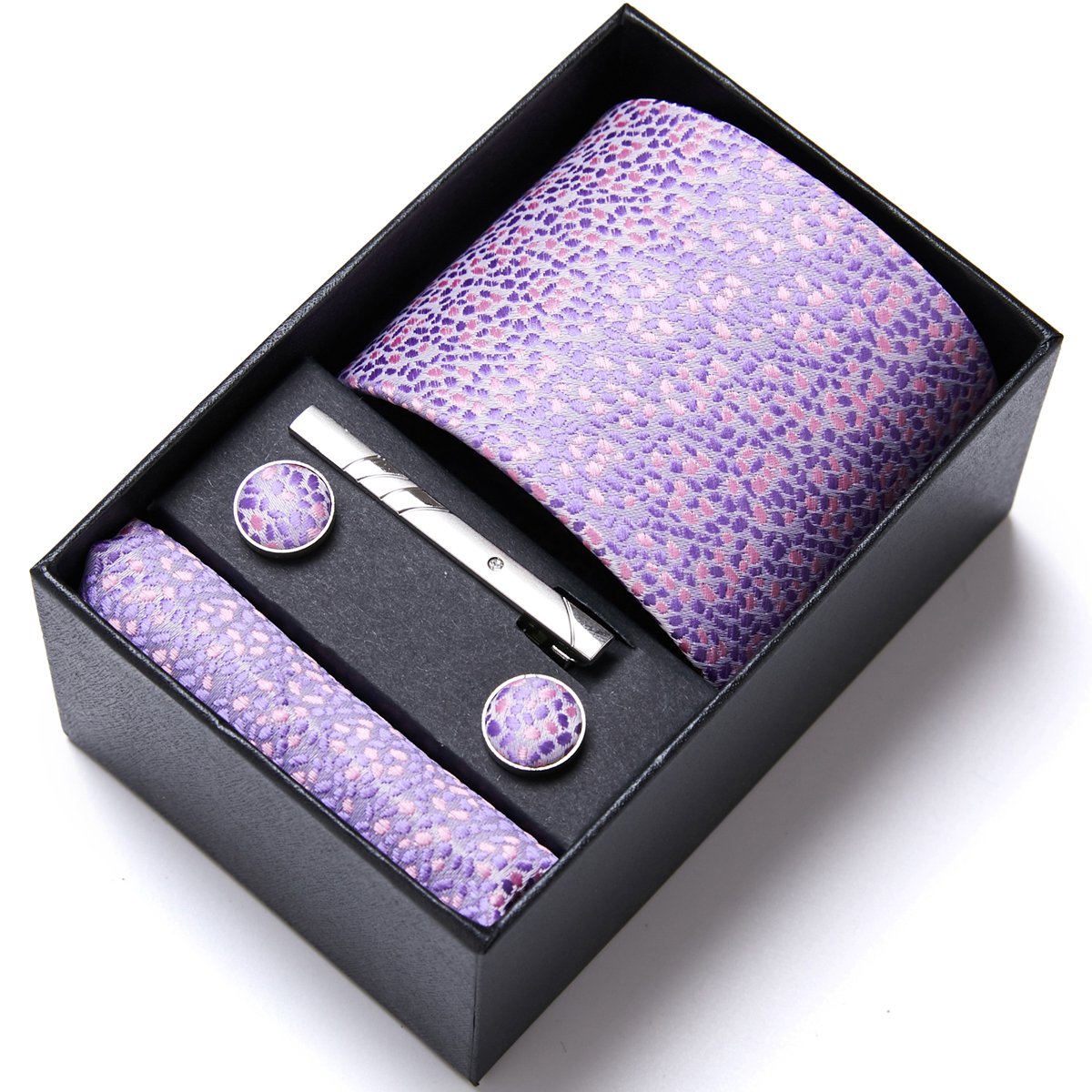 Top Grade Fashion 7.5 cm Tie Handkerchief Cufflink Set Necktie Box Red Floral Suit Accessories Fit Wedding Holiday Gift