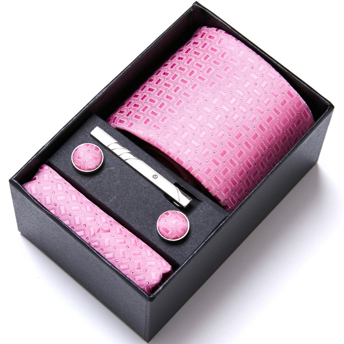 Top Grade Fashion 7.5 cm Tie Handkerchief Cufflink Set Necktie Box Red Floral Suit Accessories Fit Wedding Holiday Gift