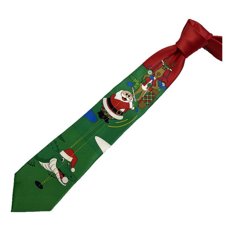 RunLin Factory Wholesale Luxury Handmade Polyester Printed Jacquard Fabric Custom Christmas Tie