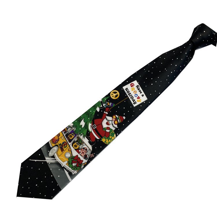 RunLin Factory Wholesale Luxury Handmade Polyester Printed Jacquard Fabric Custom Christmas Tie