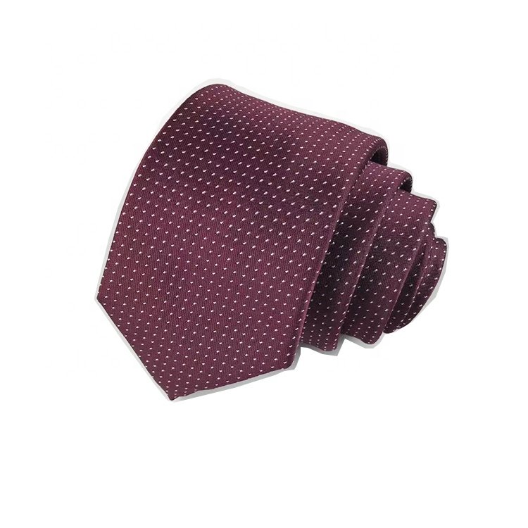 High quality maroon tie white dot handmade fashion necktie business silk ties men