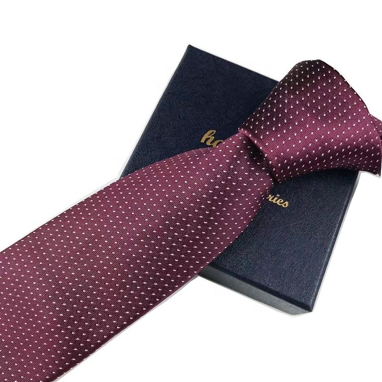 High quality maroon tie white dot handmade fashion necktie business silk ties men