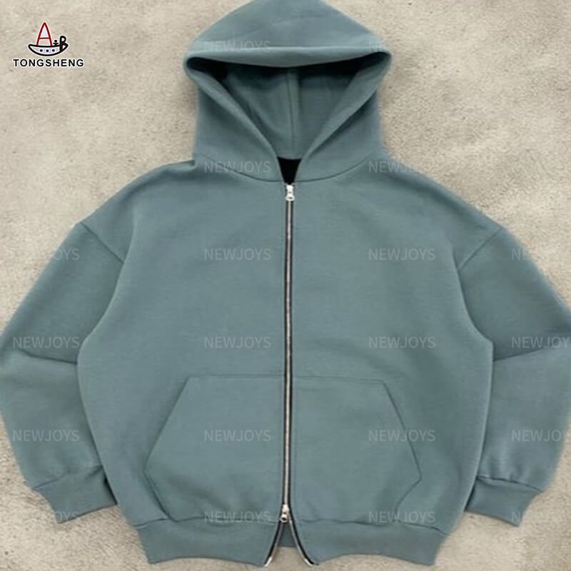 Full Zip Up Hoodie Manufacturer Custom Heavyweight Oversized Cotton Men's Quality Double Two Way Zipper Hoodie Men