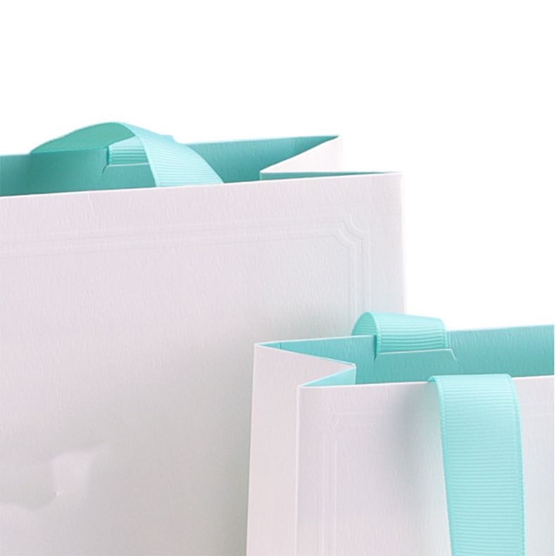 HDPK Custom Ribbon Pearlescent White Pearl Jewelry Premium Product Packaging Gift Paper Bag