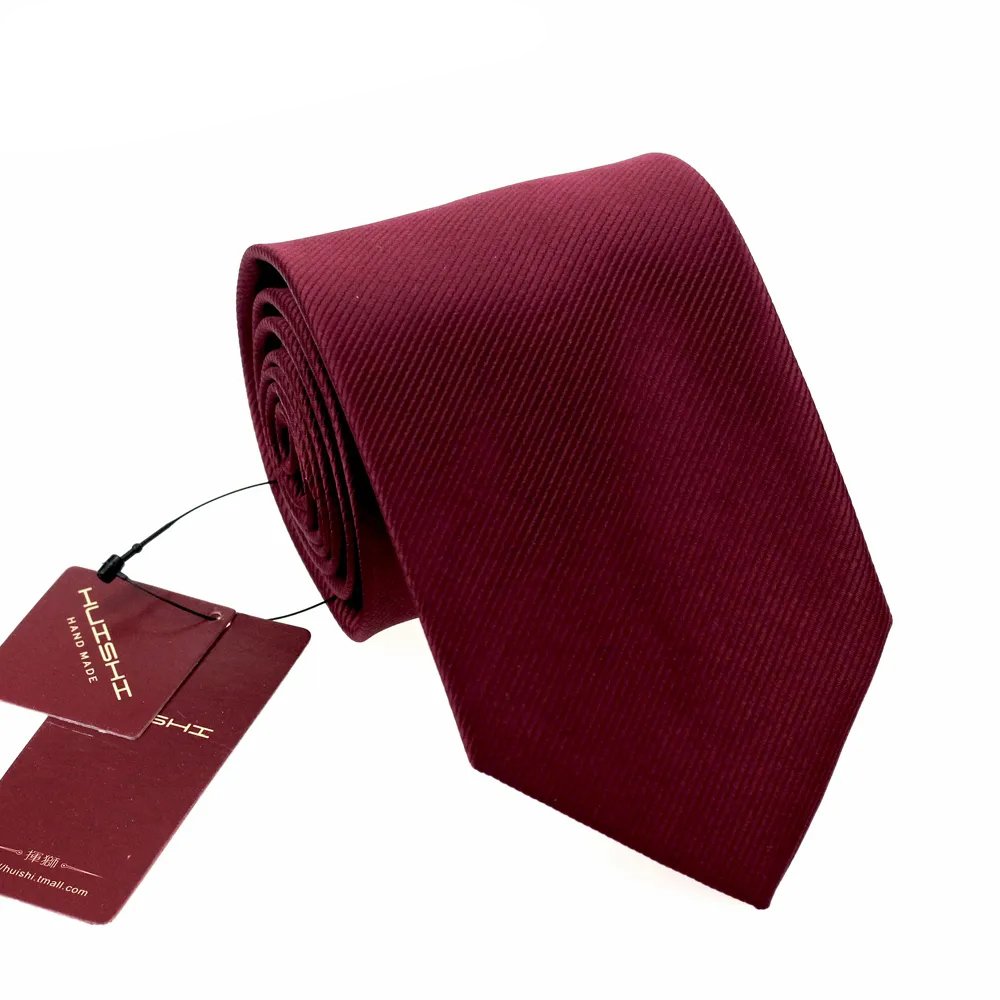 Silk Polyester Red Burgundy Neck Ties For Men Wedding Necktie Wholesale Waterproof Men's Tie Custom Company Label