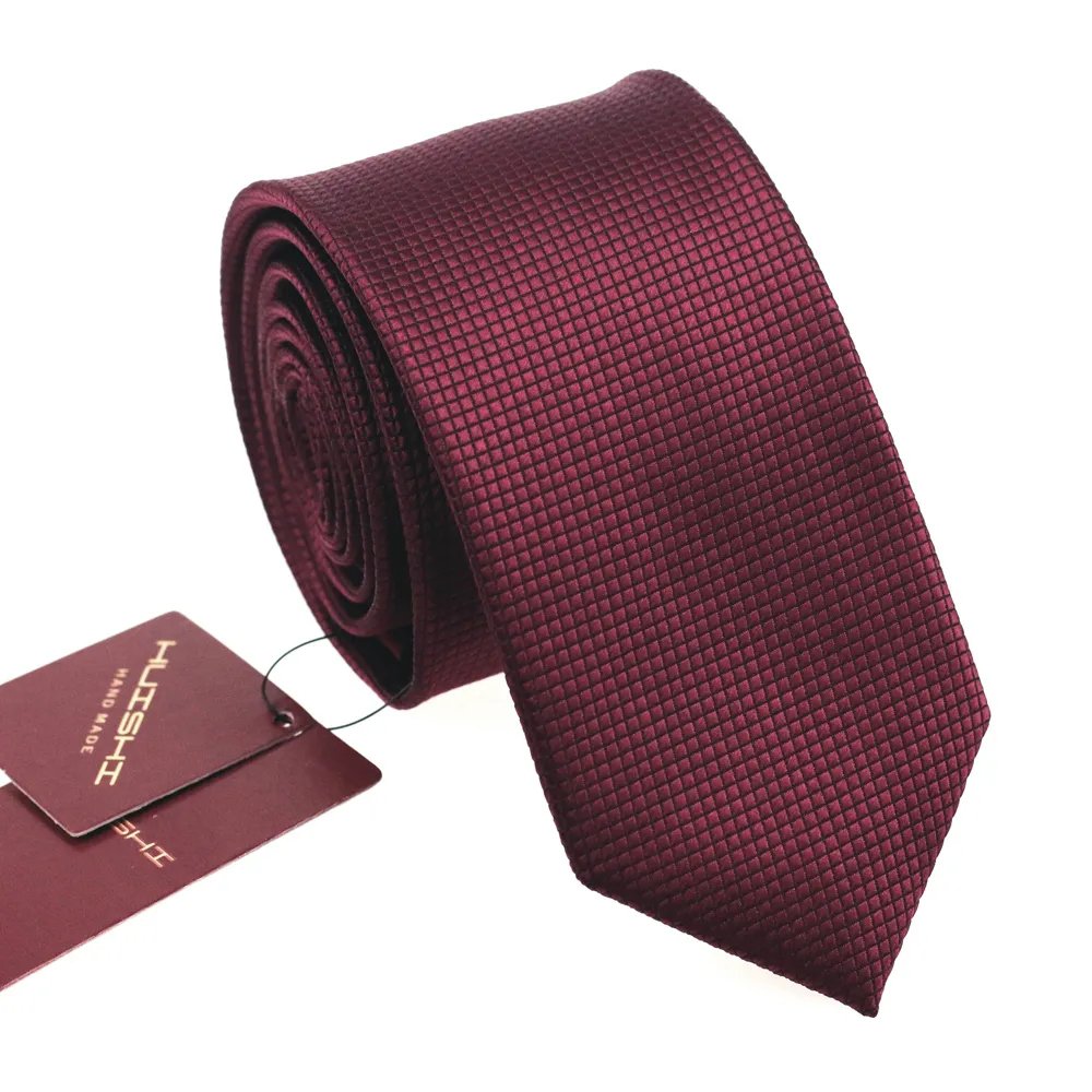 Silk Polyester Red Burgundy Neck Ties For Men Wedding Necktie Wholesale Waterproof Men's Tie Custom Company Label