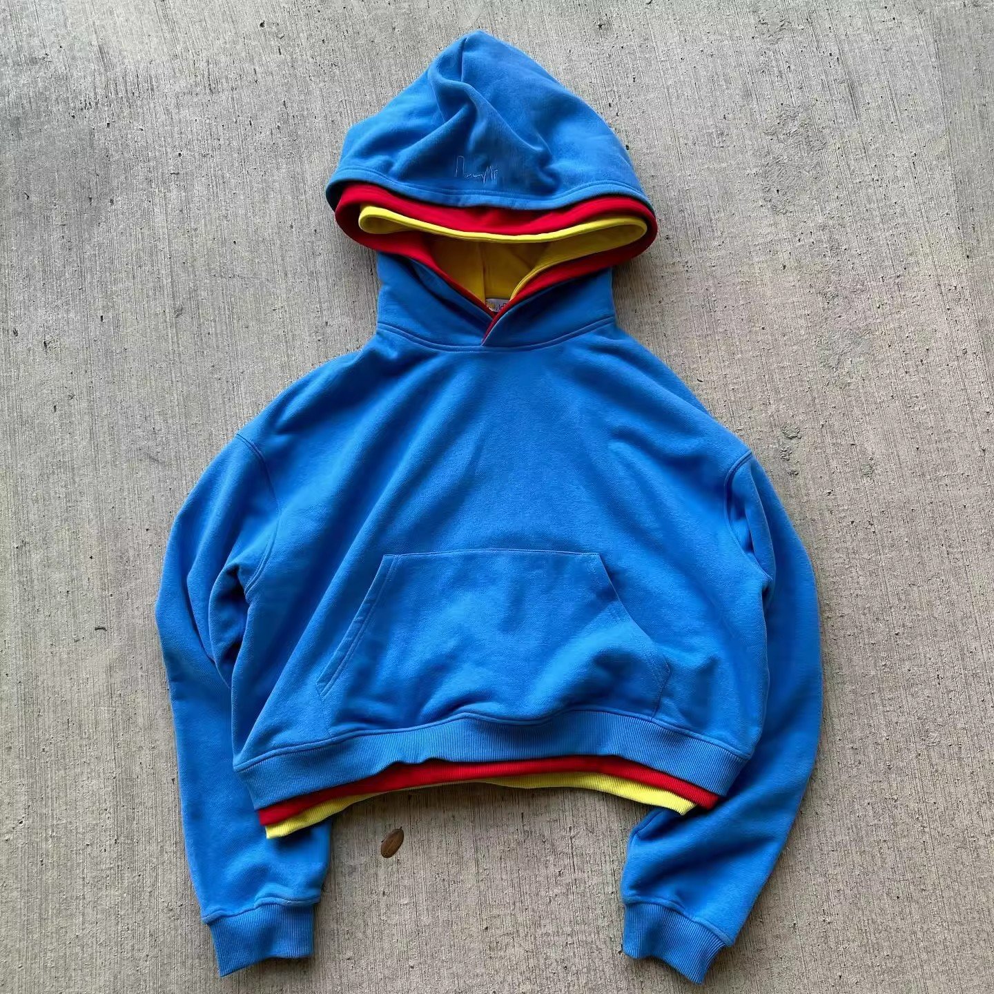 Custom Men's Hooded Sweatshirt Trippple Multi-Color Block Print 460GSM Thick fleece Embroidery Boxy Fit Streetwear hoodies