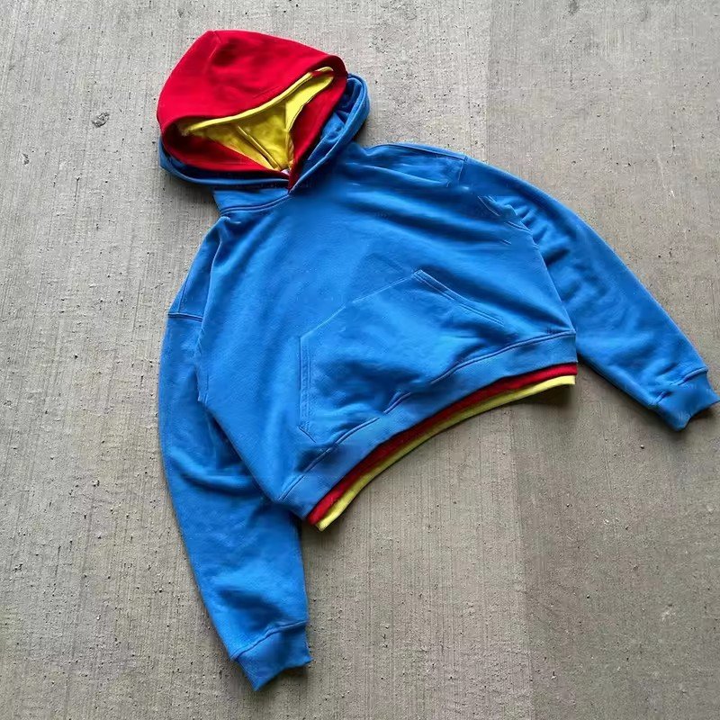 Custom Men's Hooded Sweatshirt Trippple Multi-Color Block Print 460GSM Thick fleece Embroidery Boxy Fit Streetwear hoodies