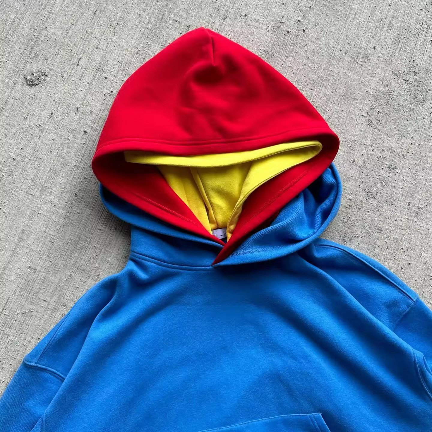 Custom Men's Hooded Sweatshirt Trippple Multi-Color Block Print 460GSM Thick fleece Embroidery Boxy Fit Streetwear hoodies