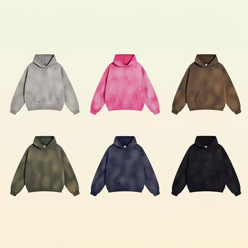OEM custom 450GSM loose hoodies men black distressed Heavy weight retro rint print unised faded streetwear wax pcolor hoodie
