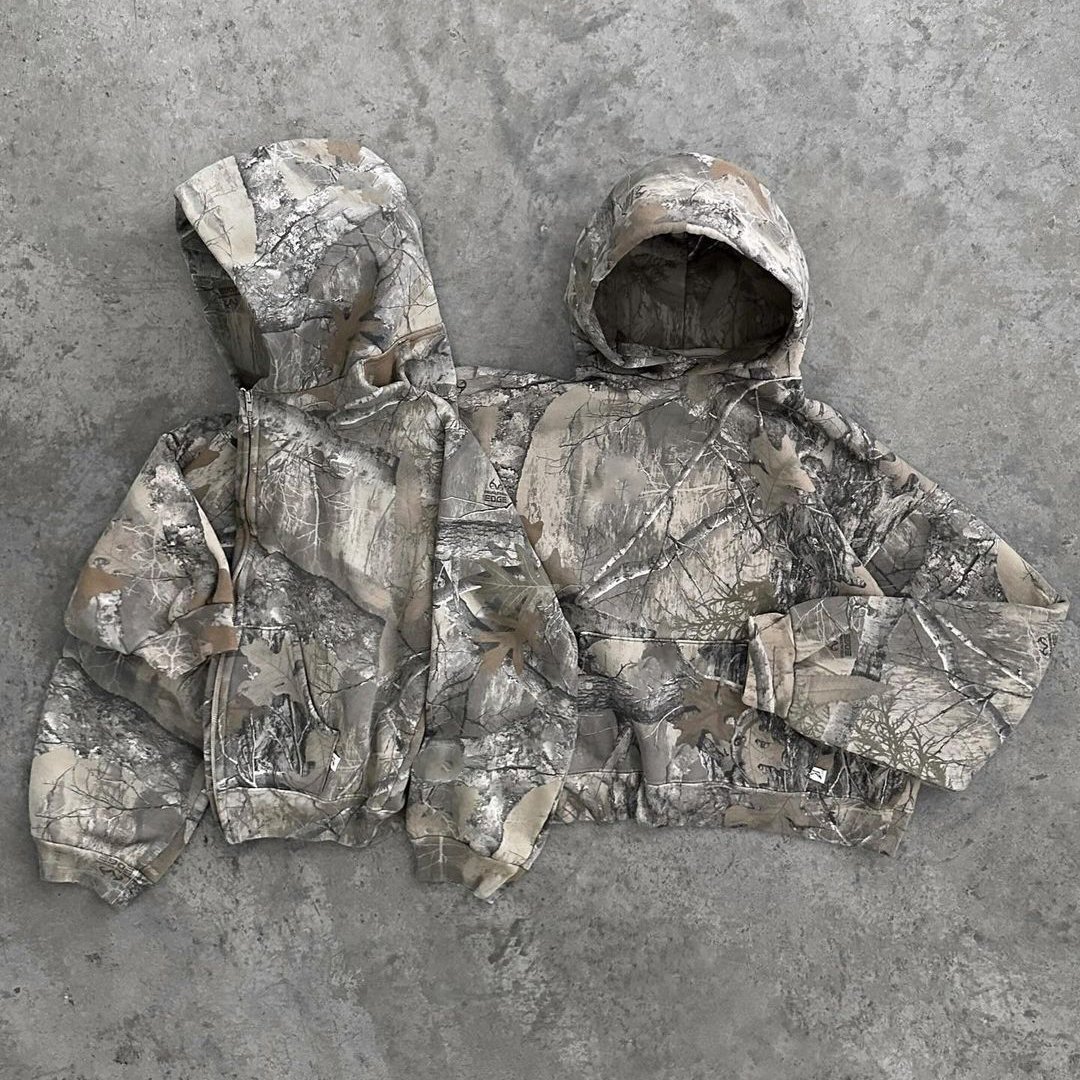 OEM Custom Pullover Boxy 100% Cotton Dtg Print Vintage Camouflage Hoodie Men Real Tree Heavy Hunting Hoodie