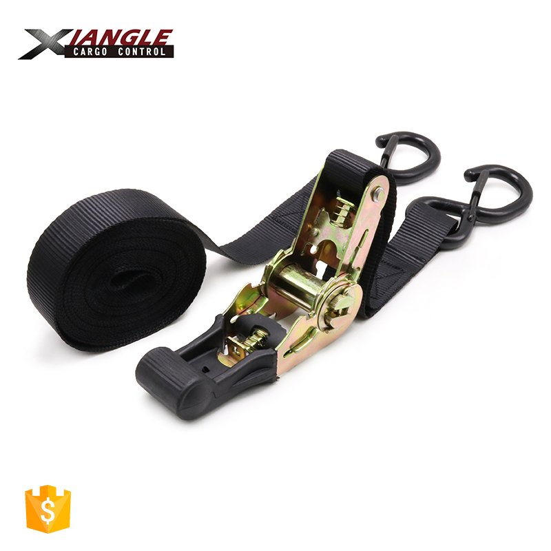 1 inch 15ft rubber coated handle ratchet roof rack cargo lashing tie down strap for pallet truck with S hook