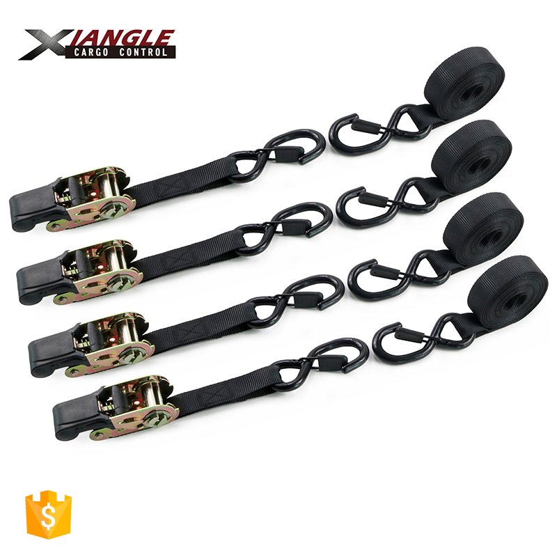 1 inch 15ft rubber coated handle ratchet roof rack cargo lashing tie down strap for pallet truck with S hook