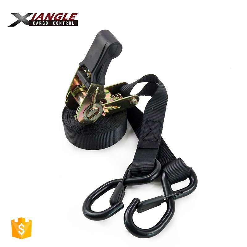 1 inch 15ft rubber coated handle ratchet roof rack cargo lashing tie down strap for pallet truck with S hook