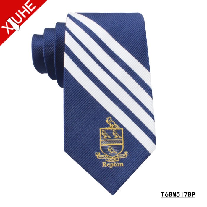 High Visibility Polyester Custom Woven Tie Men Print Chambray Cheap School Uniform Neckties Company Logo Ties for Custom