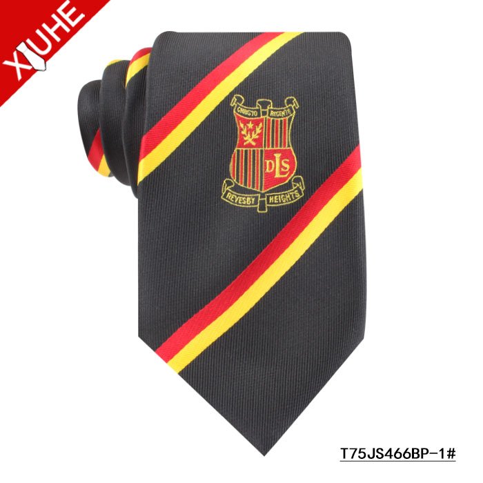 High Visibility Polyester Custom Woven Tie Men Print Chambray Cheap School Uniform Neckties Company Logo Ties for Custom