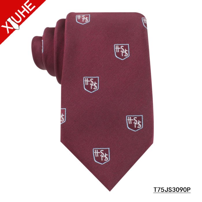 High Visibility Polyester Custom Woven Tie Men Print Chambray Cheap School Uniform Neckties Company Logo Ties for Custom