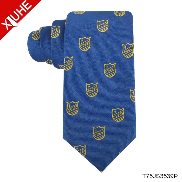 Handmade Customized 100% Polyester Cheap School Uniform Ties With Jacquard Logo