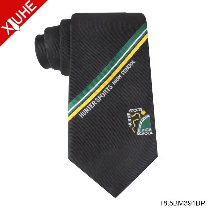 Handmade Customized 100% Polyester Cheap School Uniform Ties With Jacquard Logo