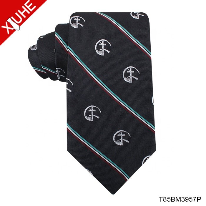 Handmade Customized 100% Polyester Cheap School Uniform Ties With Jacquard Logo