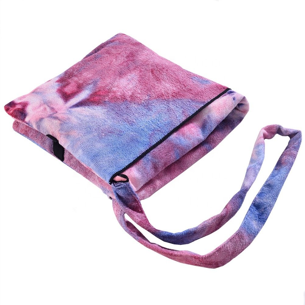 Tie-Dye Beach Chair Cover Towel Pool Sunbathing Garden Beach Microfiber Chaise Lounge Towel Cover with Storage Pockets