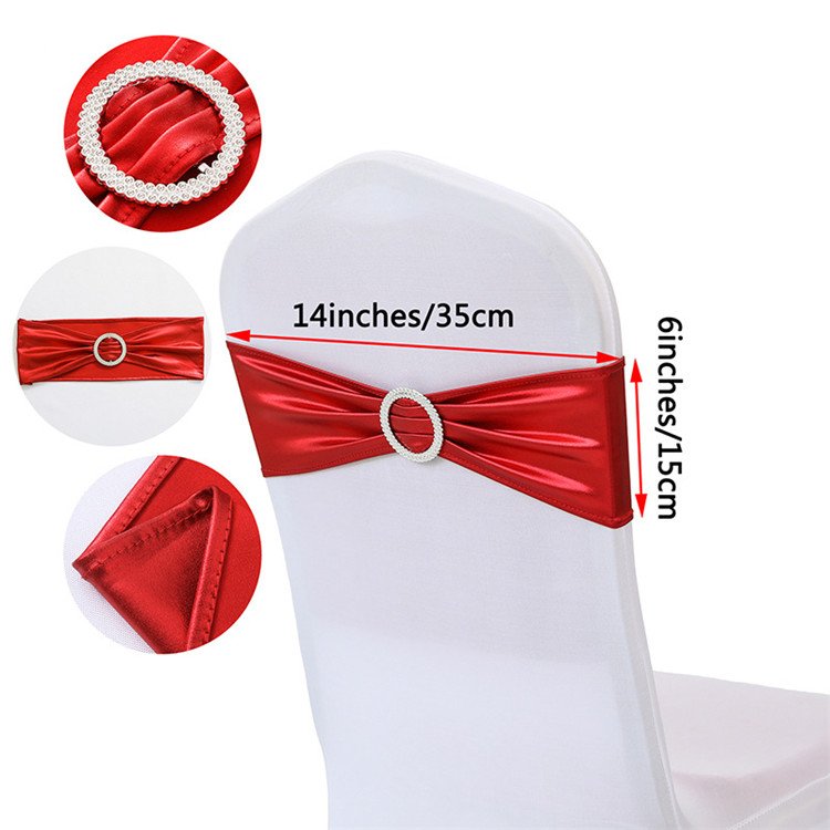 Wholesale Rose Gold Elastic Stretch Stretch Wedding Home Decoration Chair Sashes With Round Buckle Bands