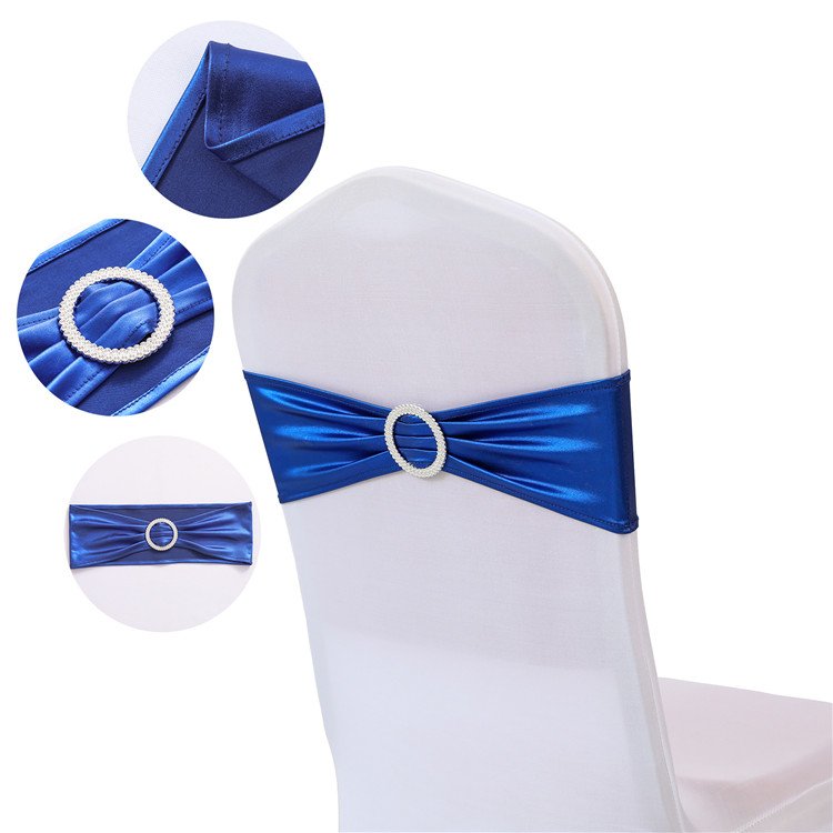 Wholesale Rose Gold Elastic Stretch Stretch Wedding Home Decoration Chair Sashes With Round Buckle Bands
