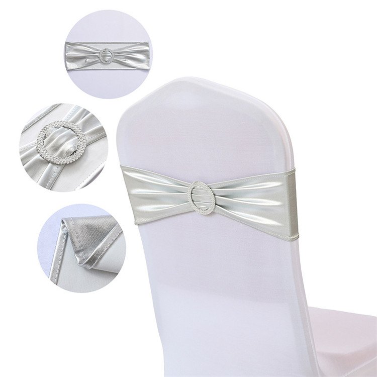 Wholesale Rose Gold Elastic Stretch Stretch Wedding Home Decoration Chair Sashes With Round Buckle Bands