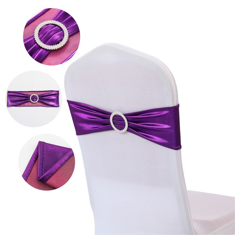 Wholesale Rose Gold Elastic Stretch Stretch Wedding Home Decoration Chair Sashes With Round Buckle Bands