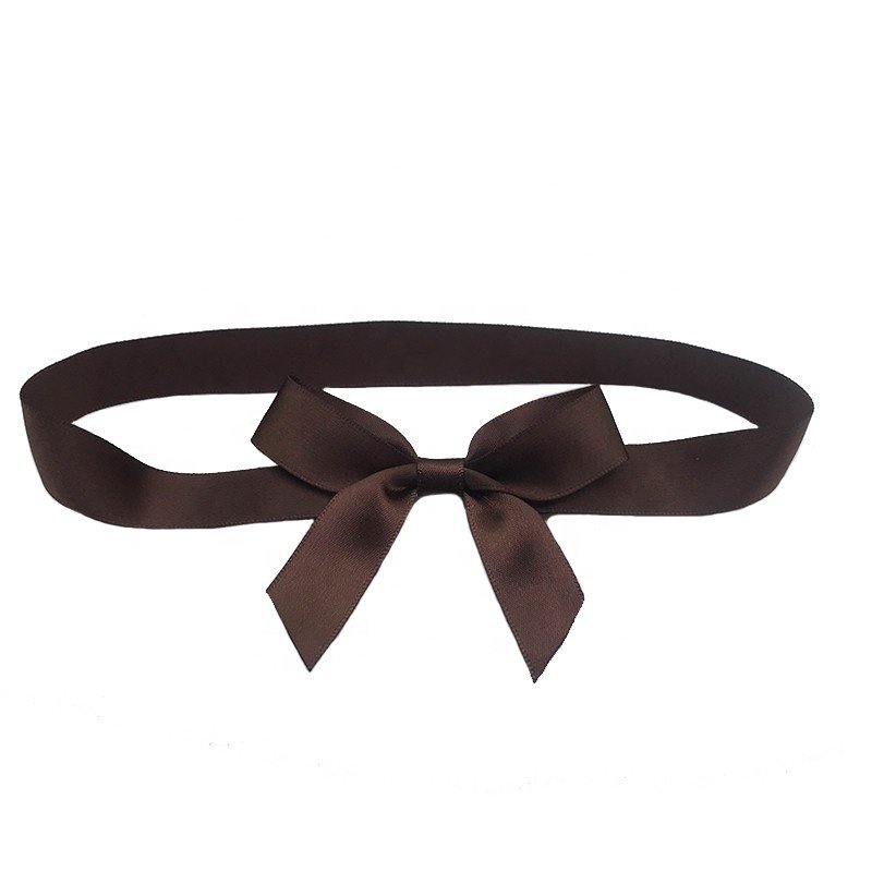 E-Magic wholesale custom pre tie bow red pre-tied satin ribbon elastic bow with stretch loop for gift box packing