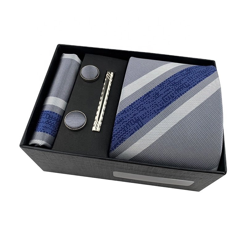 Cheap business hanky corbatas para hombres necktie set pocket square men ties necktie set stripa school tie and cuff set for men