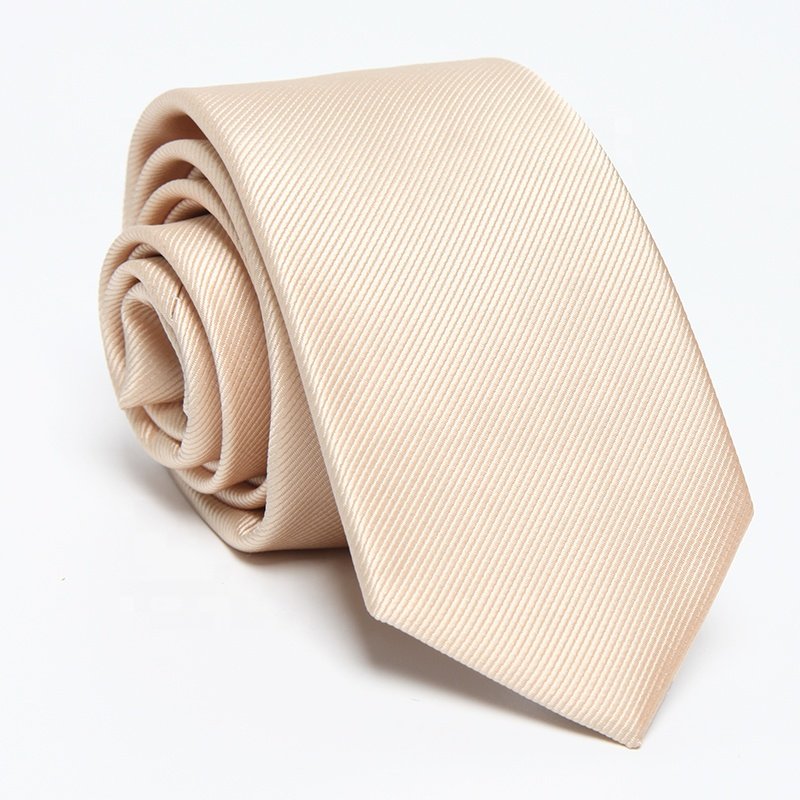 factory suppler cheap male mens promotional 6cm neckties solid skinny neck tie plain necktie beige yellow for wedding