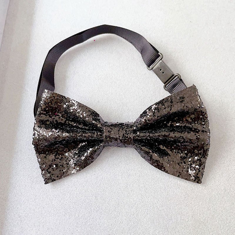 2024 Wholesale Shining bow tie for performance activities sequin PU adjustable wedding Christmas Cocktail party bow ties for men
