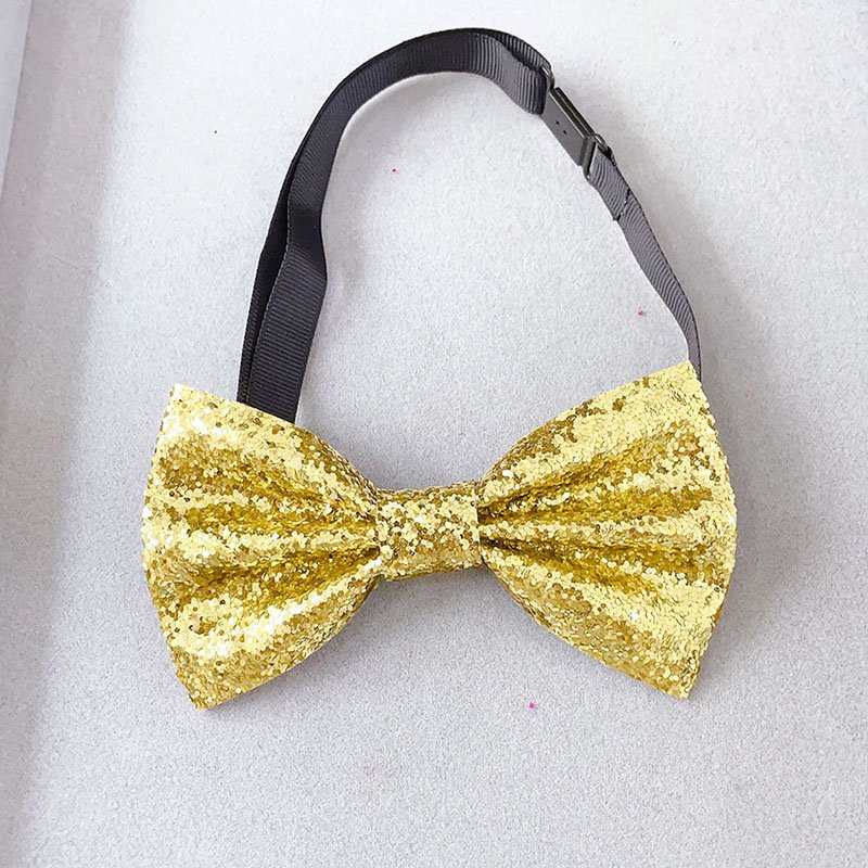 2024 Wholesale Shining bow tie for performance activities sequin PU adjustable wedding Christmas Cocktail party bow ties for men