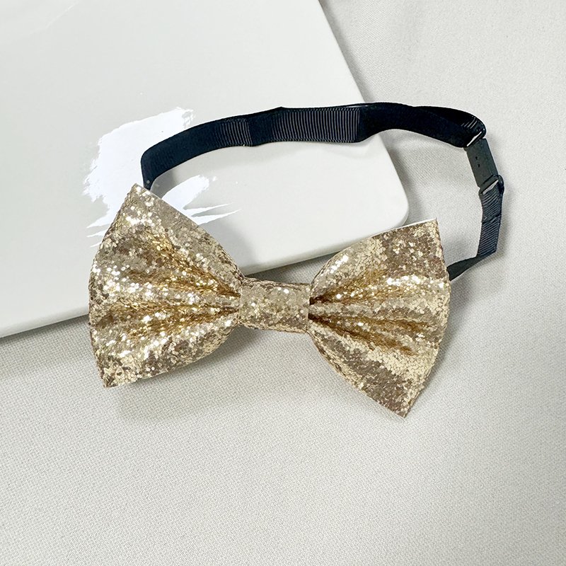 2024 Wholesale Shining bow tie for performance activities sequin PU adjustable wedding Christmas Cocktail party bow ties for men