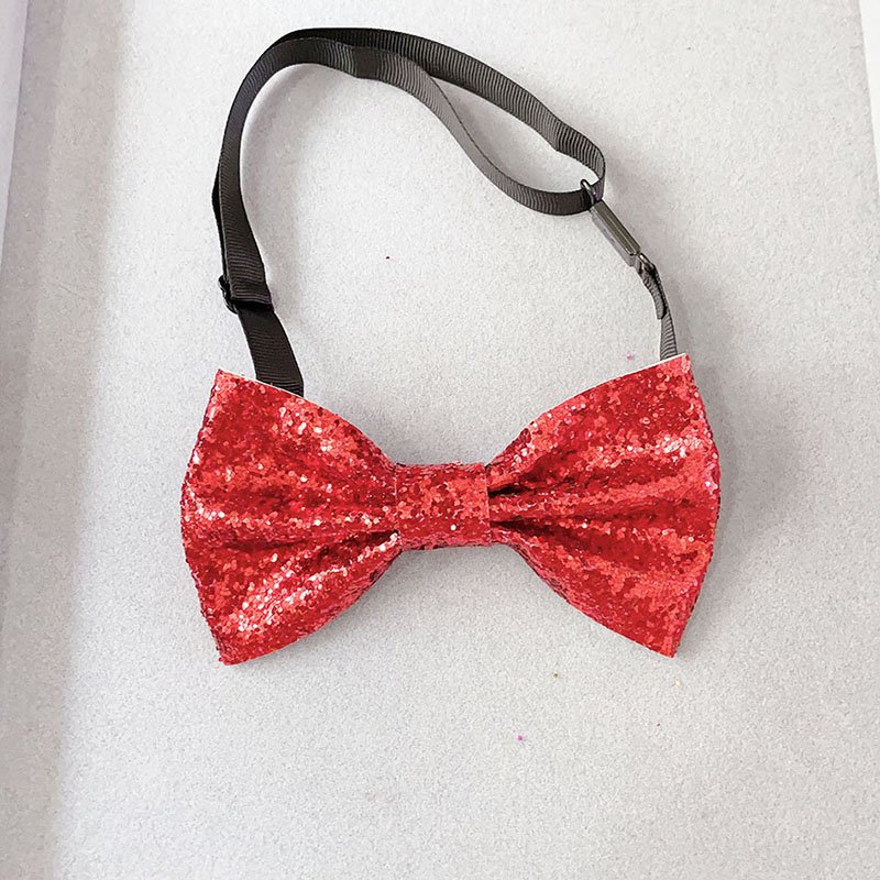 2024 Wholesale Shining bow tie for performance activities sequin PU adjustable wedding Christmas Cocktail party bow ties for men