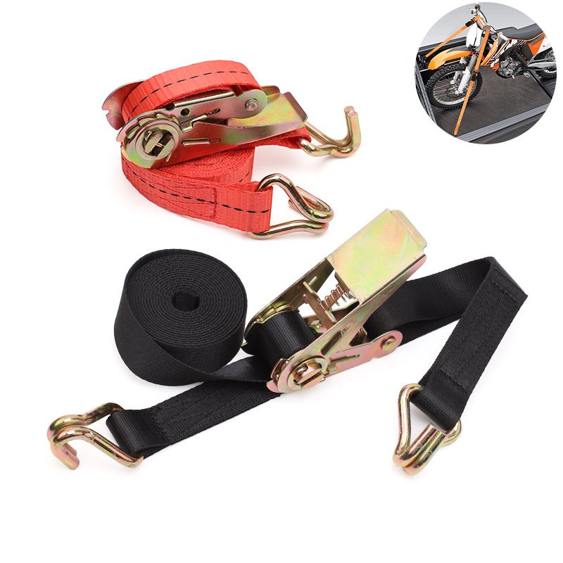 1" 25mm 400kg cargo lashing belt black ratchet tie down straps with hook